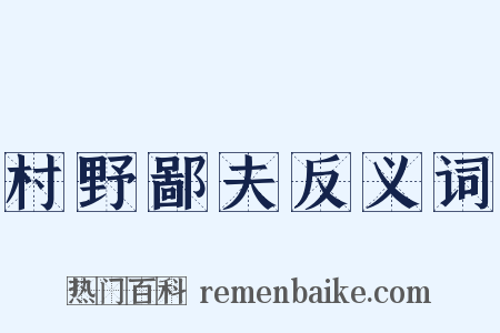 村野鄙夫反义词是什么意思的图片